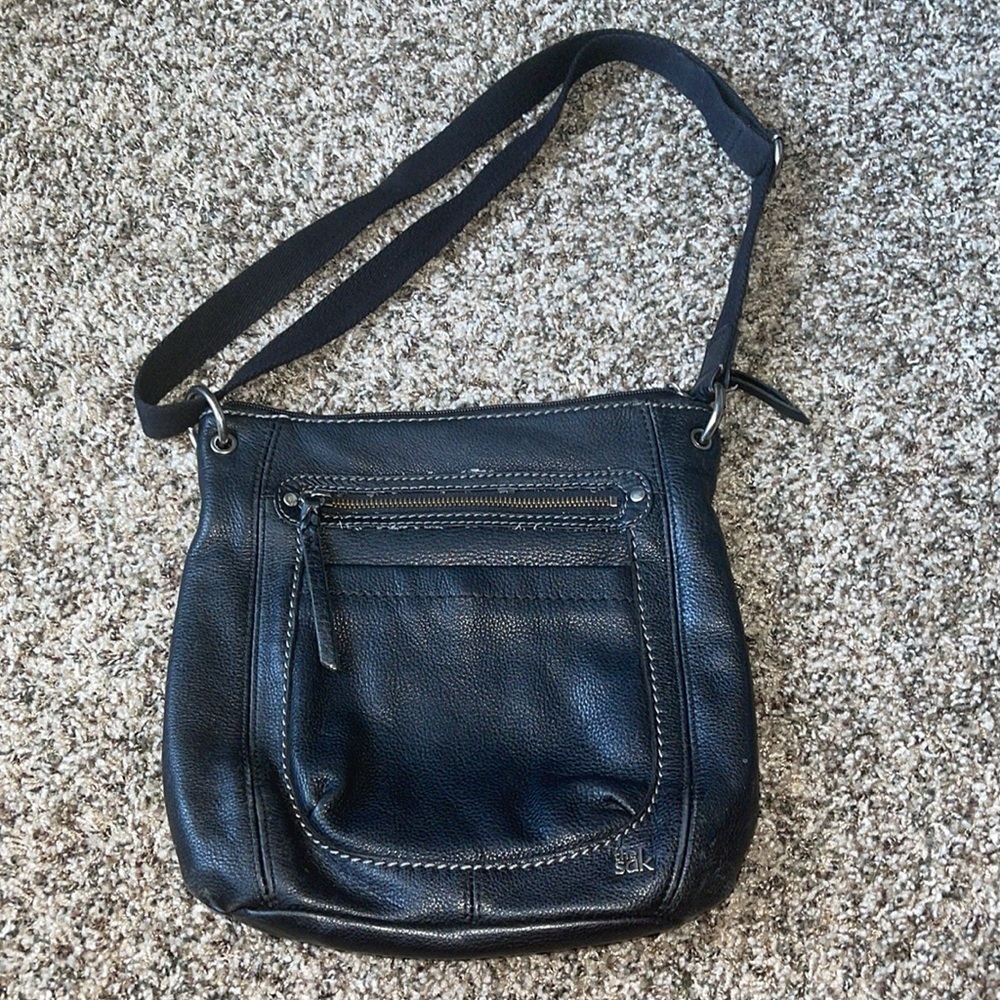 The Sak Pebbled Leather Crossbody Bag black